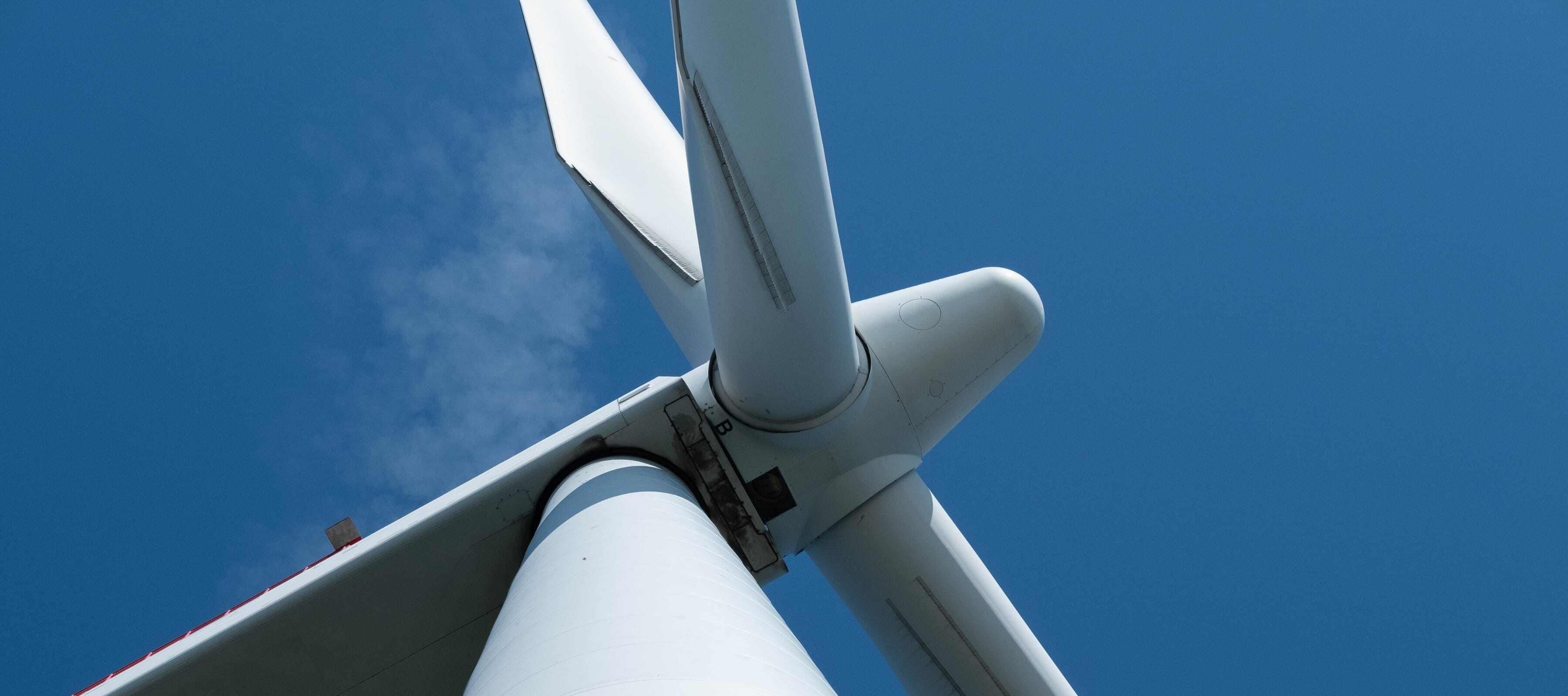 Wind turbine with blue sky