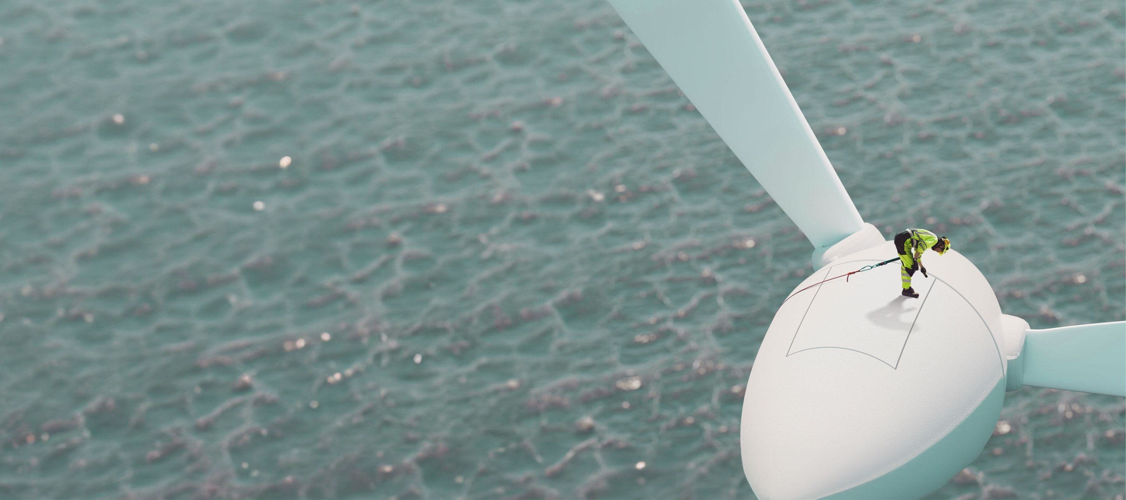 Engineer standing on offshore wind turbine