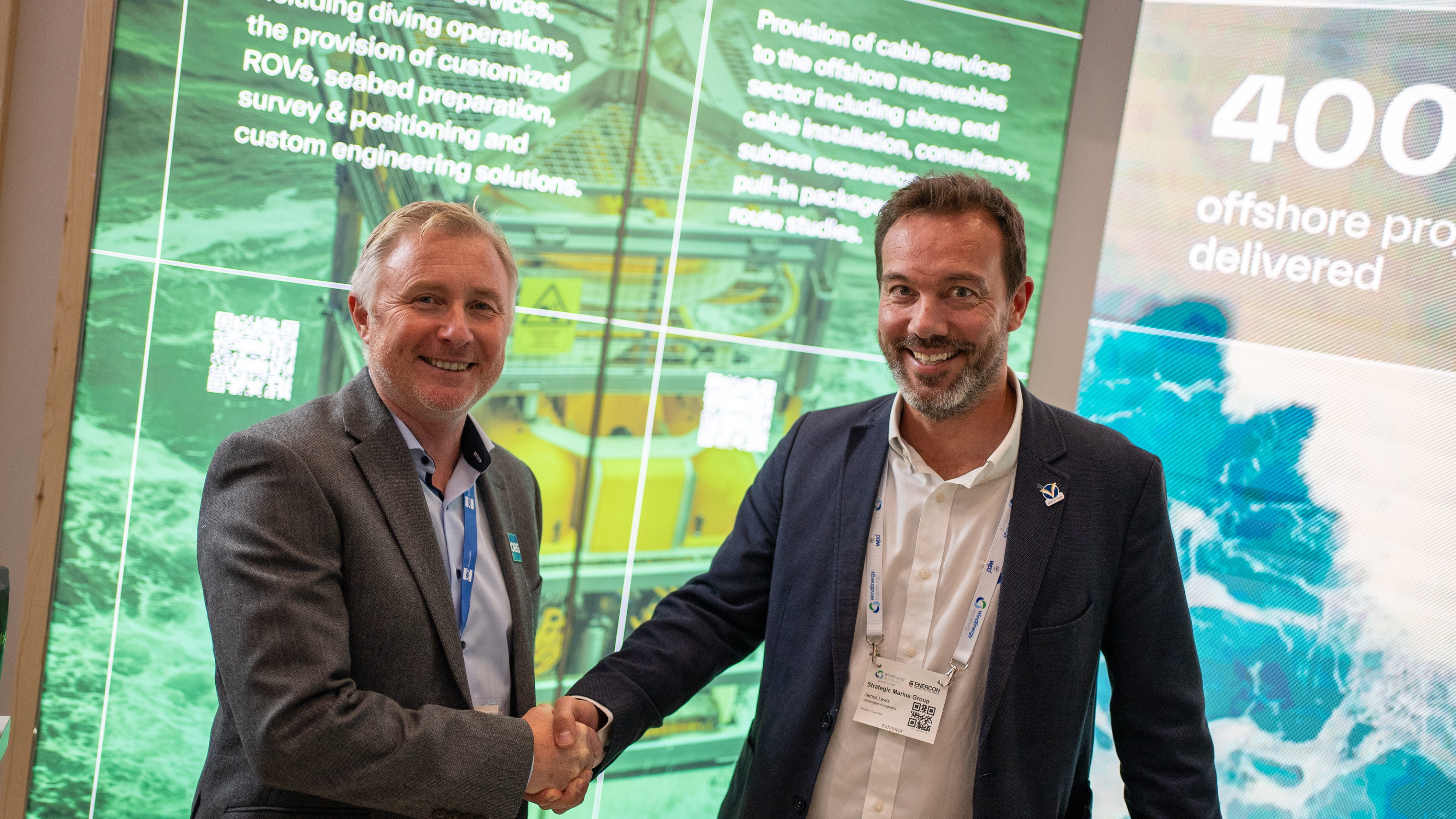 Pictured L to R: Eric Briar, Managing Director at OEG Renewables, with James Lewis, Business Development Manager (Europe) at Strategic Marine