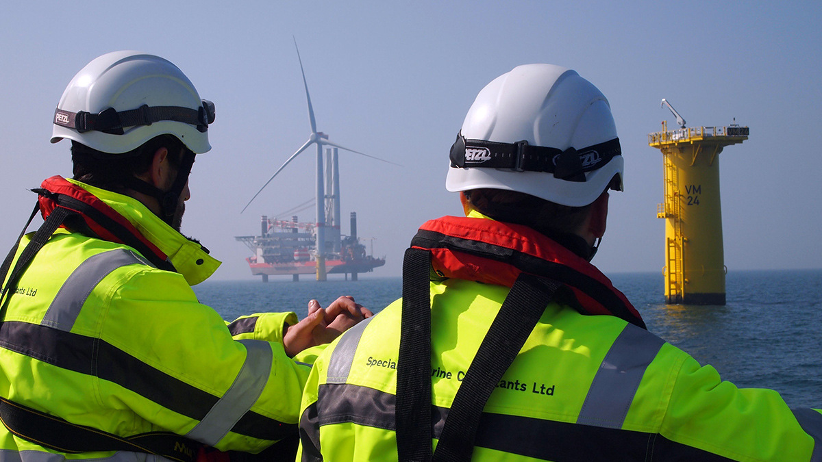 Specialist Marine Consultants (SMC) engineers working on an offshore wind farm