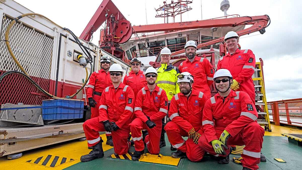 Hughes Subsea engineers photographed on their UXO project.