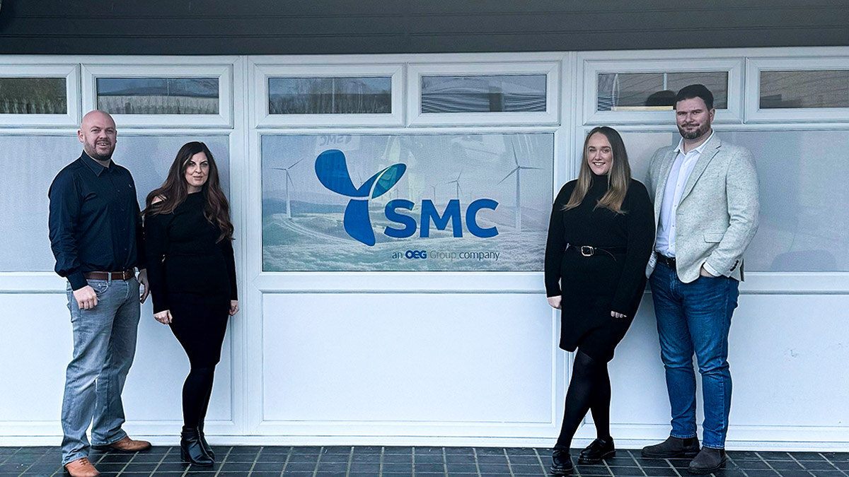 Launch of a new wind turbine blade maintenance and repair service division at SMC; the SMC Blades team are pictured at their offices