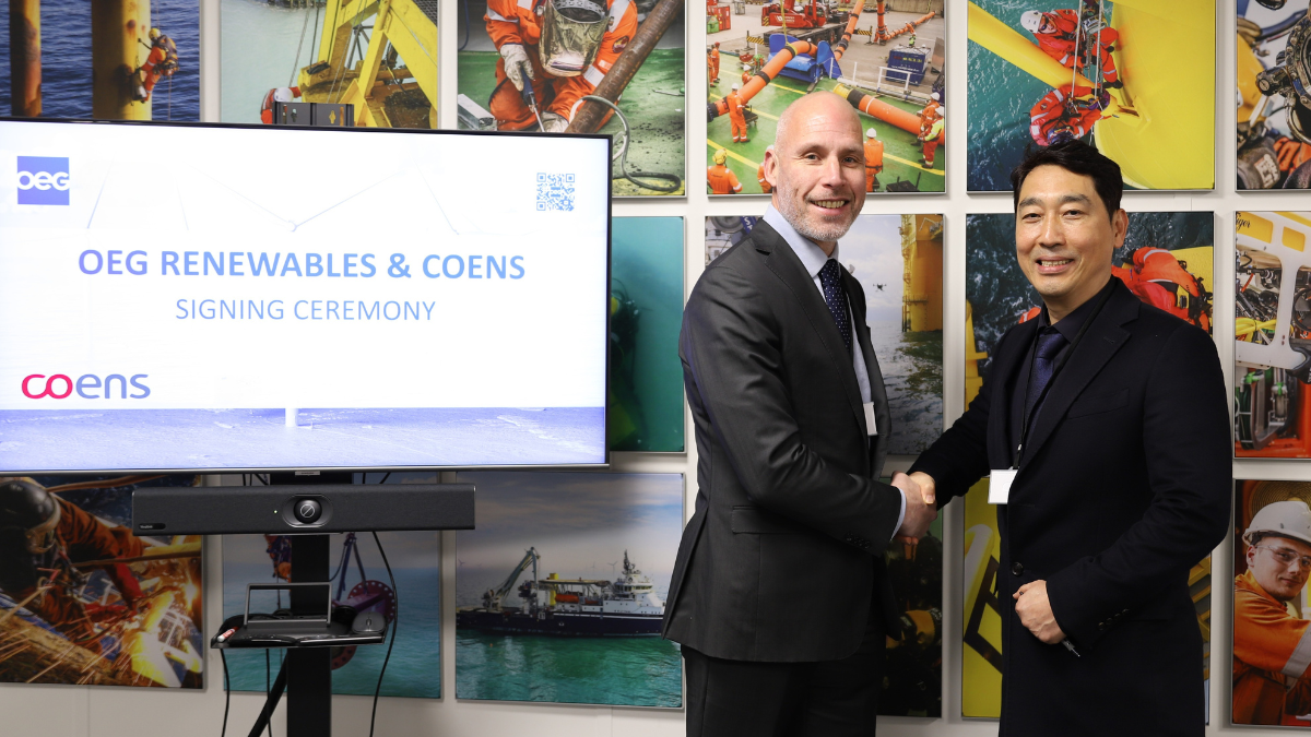 David Carr, Chief Commercial Officer at OEG and Y.C. Kim, CEO at COENS signed the MoU in the Netherlands in OEG’s regional office.