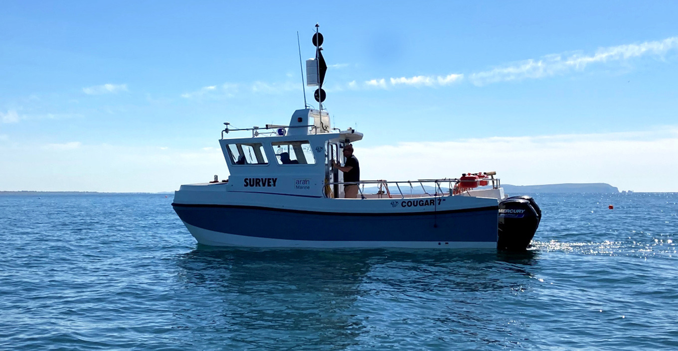 The Taran survey vessel sailing on the sea.